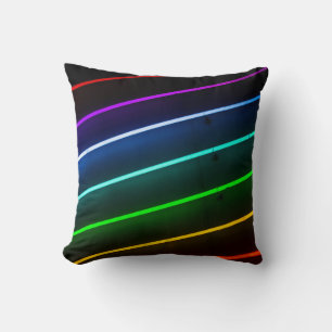 GREEN, ORANGE, RED, BLUE, AND PURPLE STRIPED LIGHT THROW PILLOW