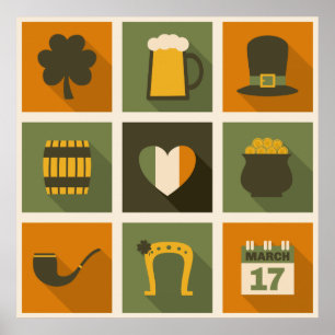Green & Orange Retro St. Patrick's Day Collage Poster