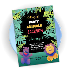 Green Orange Safari Invitations d'anniversaire