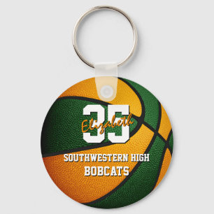 green orange school basketball team colours keychain