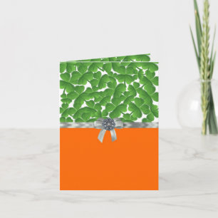 Green & orange shamrock pattern card