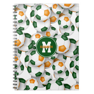 green orange soccer balls pattern kids sports notebook