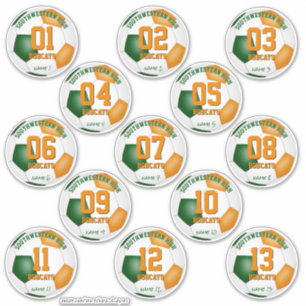 green orange soccer banquet favours set of 13