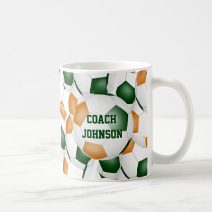 green orange soccer school team coach gift coffee mug