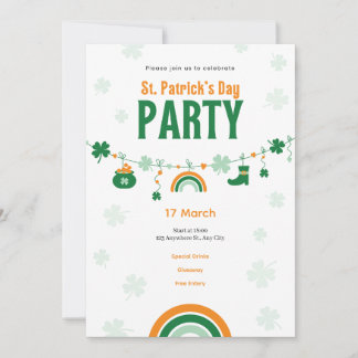 Green & Orange St. Patrick’s Day Party Invitation 