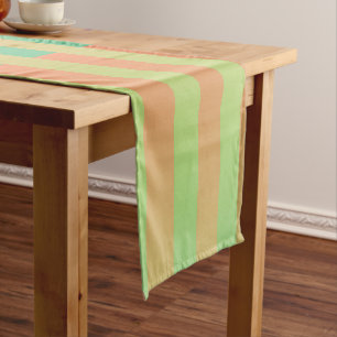 Green Orange Striped Pattern Short Table Runner