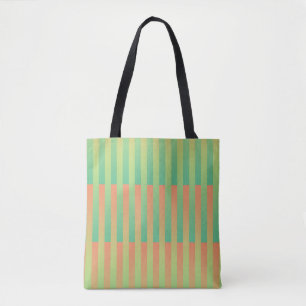 Green Orange Striped Pattern Tote Bag