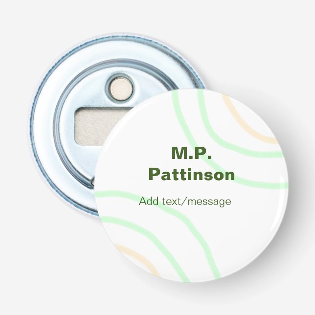 Green orange stripes add name text message simple  bottle opener (Front)