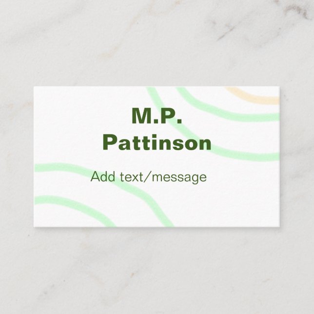 Green orange stripes add name text message simple  business card (Front)