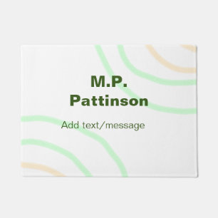 Green orange stripes add name text message simple  doormat