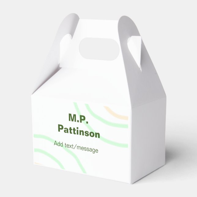 Green orange stripes add name text message simple  favor box (Front Side)