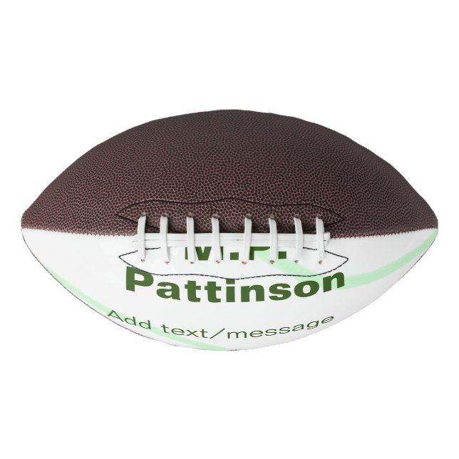 Green orange stripes add name text message simple  football (Front)