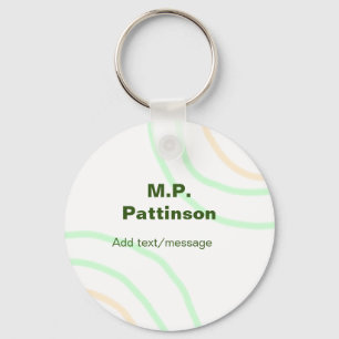 Green orange stripes add name text message simple  keychain