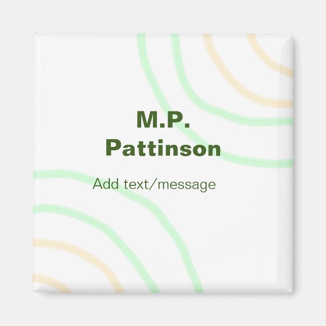 Green orange stripes add name text message simple  magnet (Front)