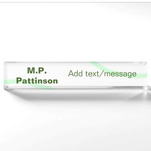 Green orange stripes add name text message simple nameplate