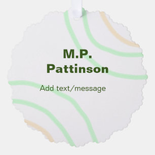 Green orange stripes add name text message simple ornament card