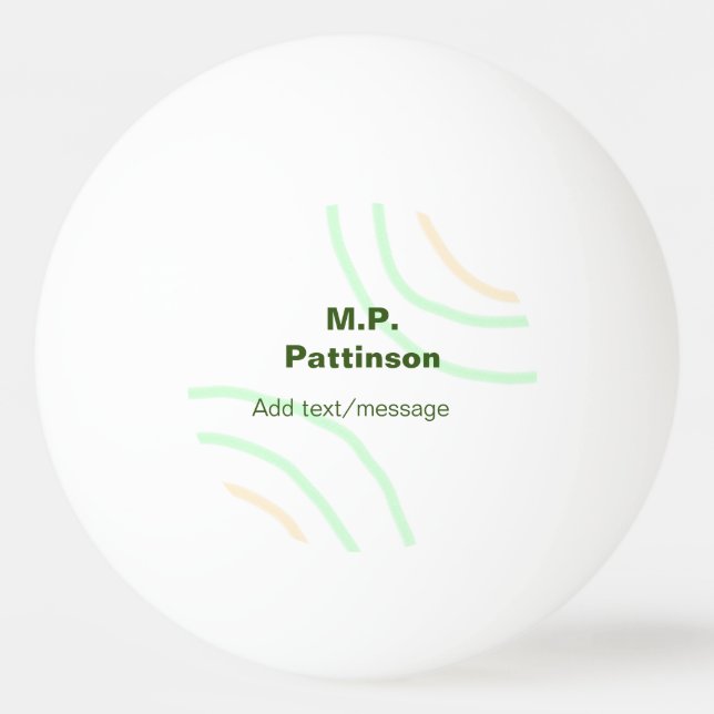 Green orange stripes add name text message simple  ping pong ball (Front)