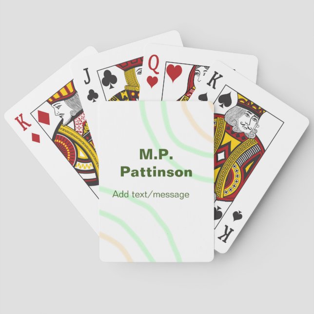 Green orange stripes add name text message simple  playing cards (Back)
