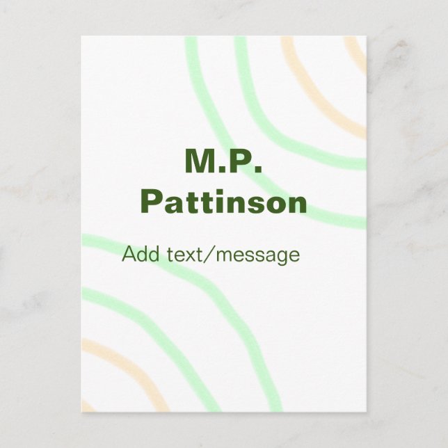 Green orange stripes add name text message simple  postcard (Front)
