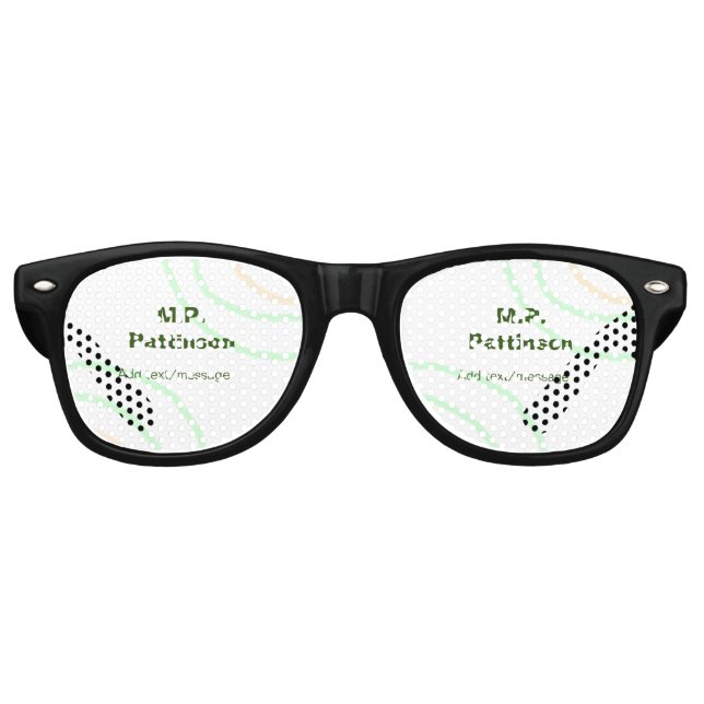 Green orange stripes add name text message simple  retro sunglasses (Front)