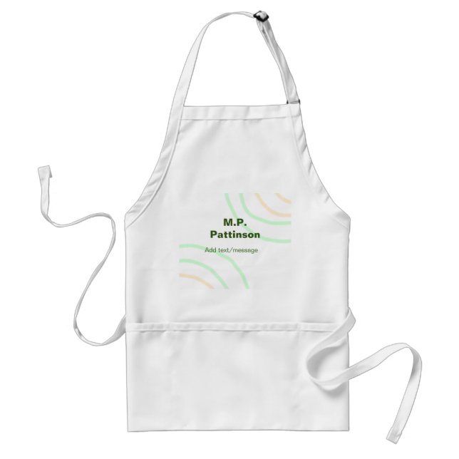 Green orange stripes add name text message simple  standard apron (Front)