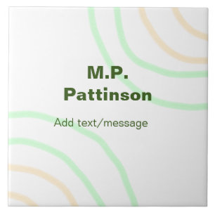 Green orange stripes add name text message simple tile
