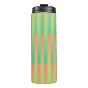 Green Orange Stripes Pattern Thermal Tumbler