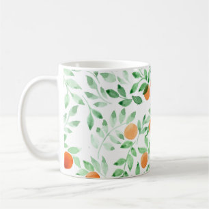Green Orange Tangerine Provence Watercolor Coffee Mug