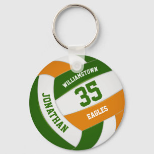 green orange team colours boys girls volleyball keychain