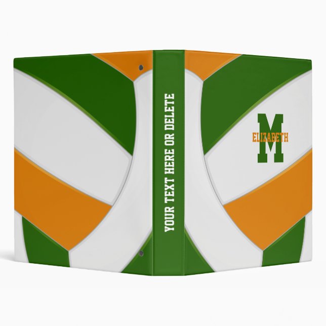 green orange team colours girls boys volleyball binder (Background)