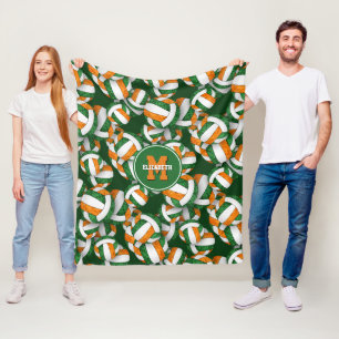 green orange team colours girls volleyball decor fleece blanket