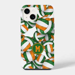 Green orange team colours girly volleyballs iPhone 14 case