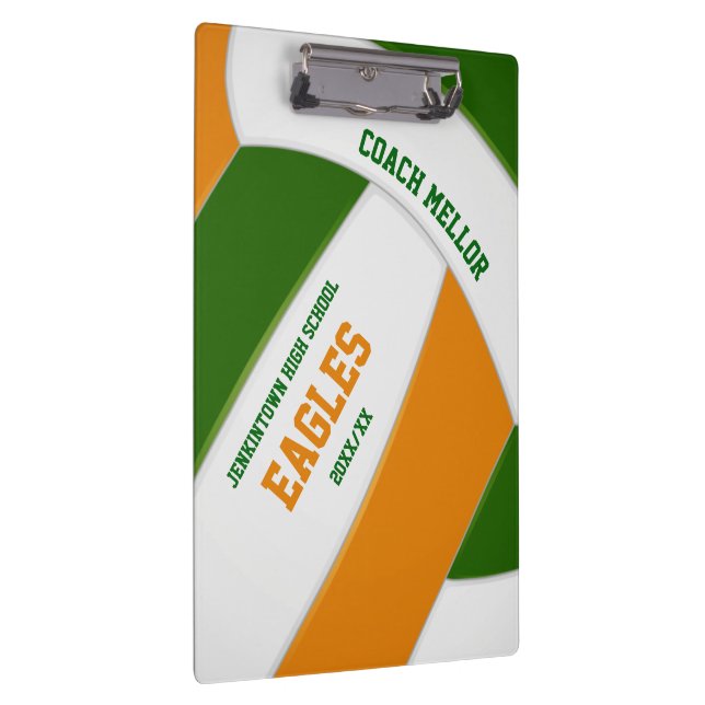 green orange team colours volleyball coach clipboard (Right)