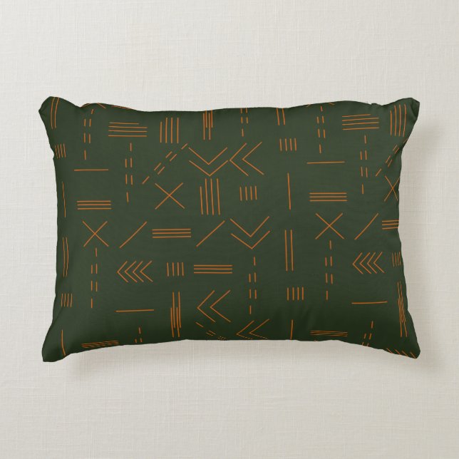 Green orange Terracotta Gorgeous Geometric Pattern Accent Pillow (Front)