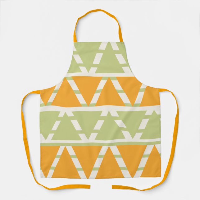 Green Orange Triangle Stripes  Apron (Front)