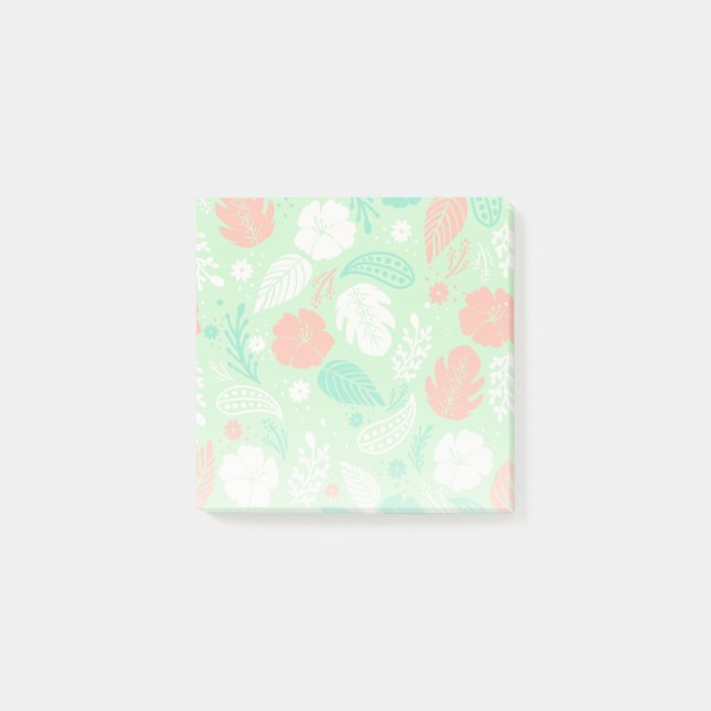 Green & Orange Tropical Foliage Pattern Post-it Notes (Front)