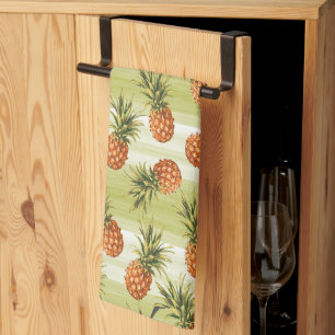 Green Orange Tropical Pineapple Fruit Pattern Kitchen Towel