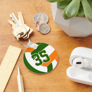 Green orange volleyball team colours keychain
