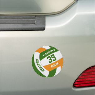 green orange volleyball team spirit gym locker or car magnet