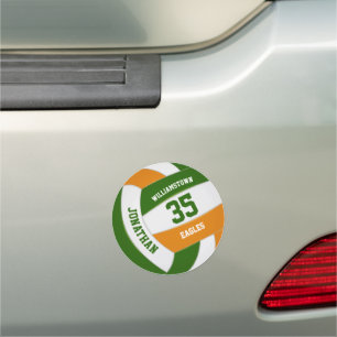 green orange volleyball team spirit gym locker or car magnet