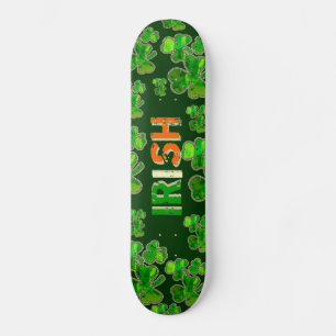 Green Orange White Irish Flag Shamrock Skateboard