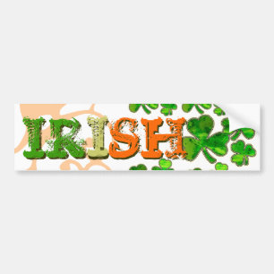 Green Orange White Irish Shamrock Bumper Sticker