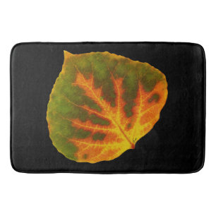 Green Orange & Yellow Aspen Leaf #1 Bath Mat
