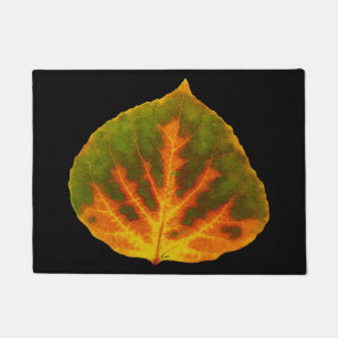 Green Orange & Yellow Aspen Leaf #1 Doormat