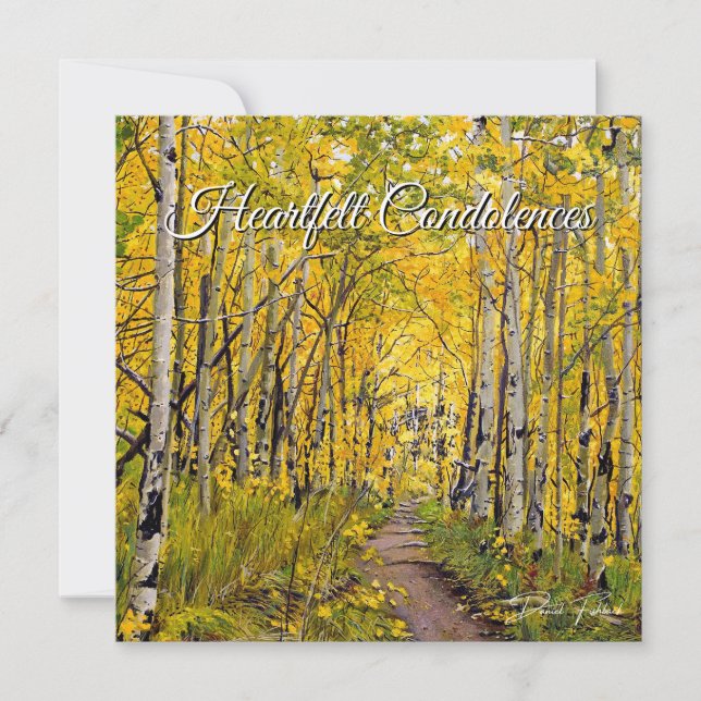Green Orange Yellow Ecrue Autumn Aspen Trees Holiday Card (Front)
