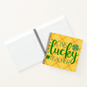 GREEN ORANGE YELLOW ONE LUCKY TEACHER NOTEBOOK