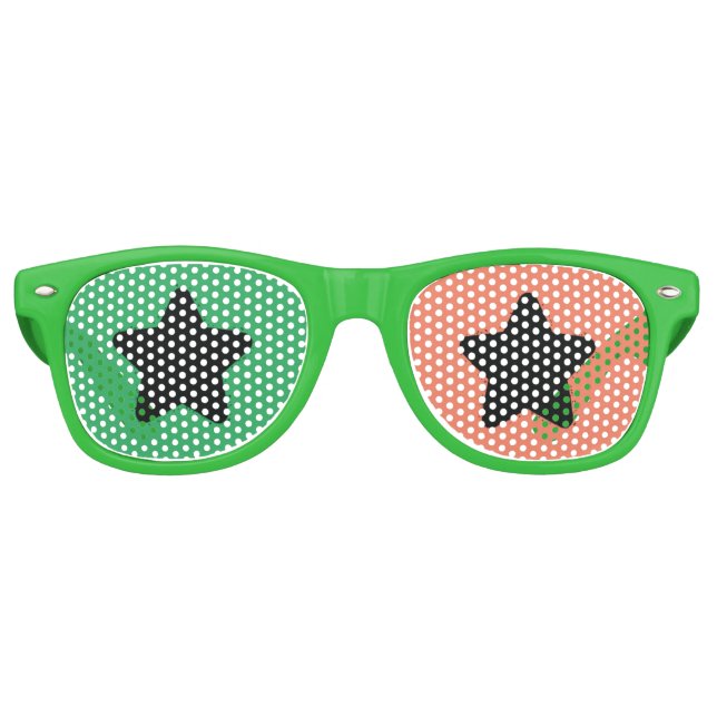 Green & Orange Yellow Star Party Sunglasses (Front)