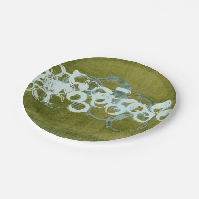 Green Orbs I Paper Plate (Angled)