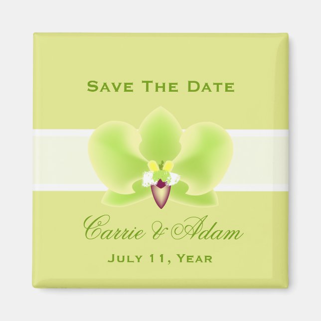 Green Orchid Save the Date Magnet (Front)