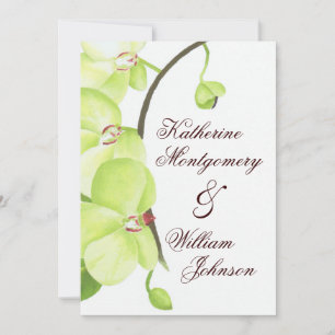 Green orchid wedding invitation